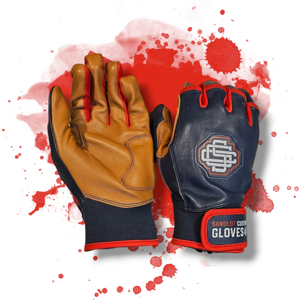 Navy and red batting gloves shop