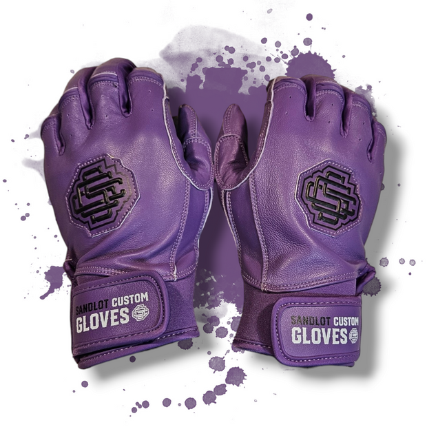 Purple and white batting gloves shop